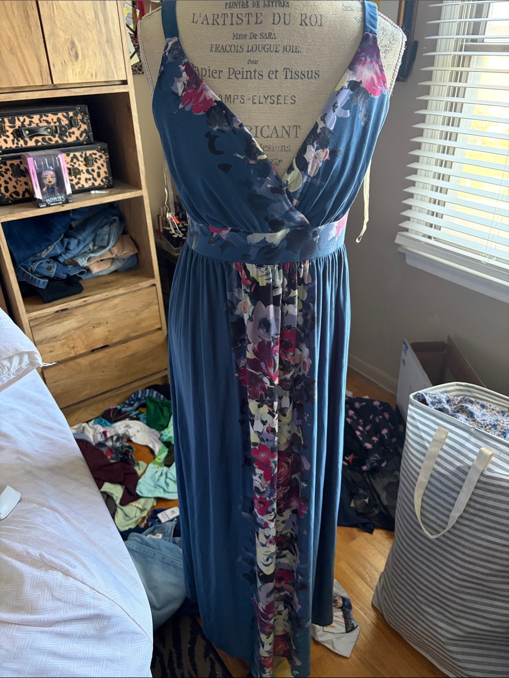 Soma Blue Floral Maxi Sleep Dress / Nightgown - Medium